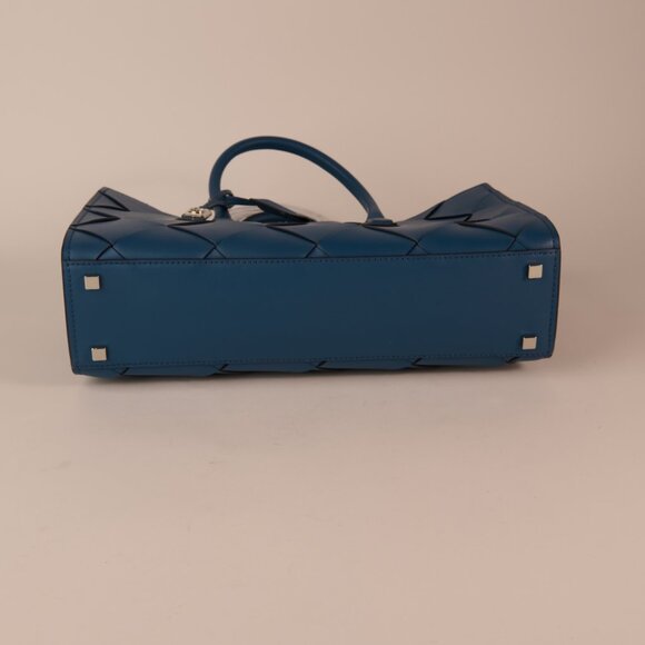 Michael Kors Scarlett Medium Woven Leather Satchel in DK CHAMBRAY - NWT - Picture 3 of 5